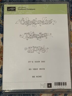 Stampin' Up! Outlined Occasions Stamp Set - White & Green